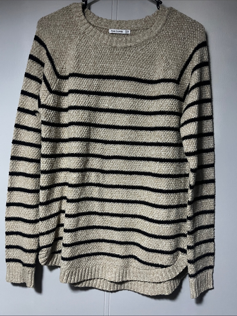 Pink Clover Cream & Black Striped Knit Sweater